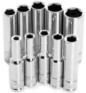 Performance Tools W36300 10 Piece 1/4in. Drive 6pt Deep Sae Socket Set