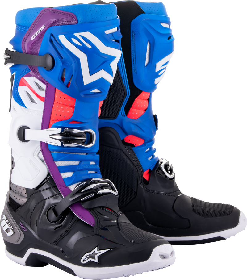 Alpinestars Tech 10 Supervented Boots Black/ Blue/ Pink/ White Blue