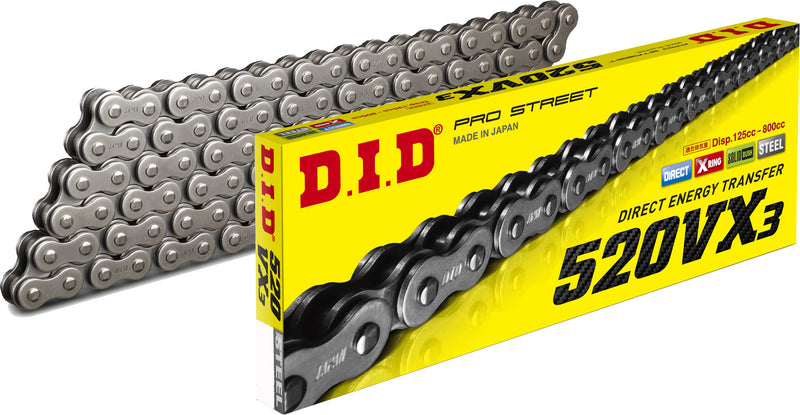 D.I.D 520VX3X90FB 520VX3 Professional O-Ring Series Chain - 90 Links - Natural