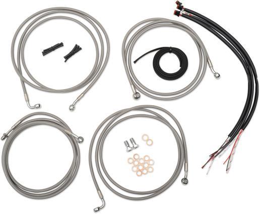 LA Choppers LA-8050KT2-13 Complete Handlebar Cable/Brake & Clutch Line/Wire Kit - Stainless Braided