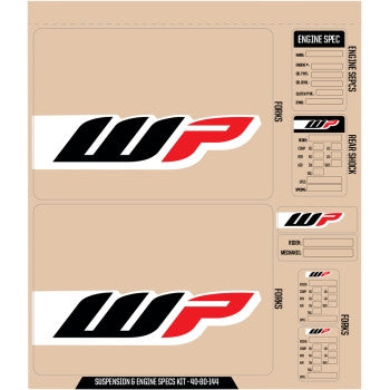 DCOR 40-80-144 Suspension WP Decal Kit - Black/Red/White