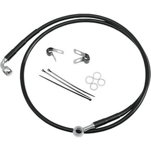 Drag Specialties 1741-2928 Extended Stainless Steel Front Brake Line Kit - Clear Coated - 66 3/4in.