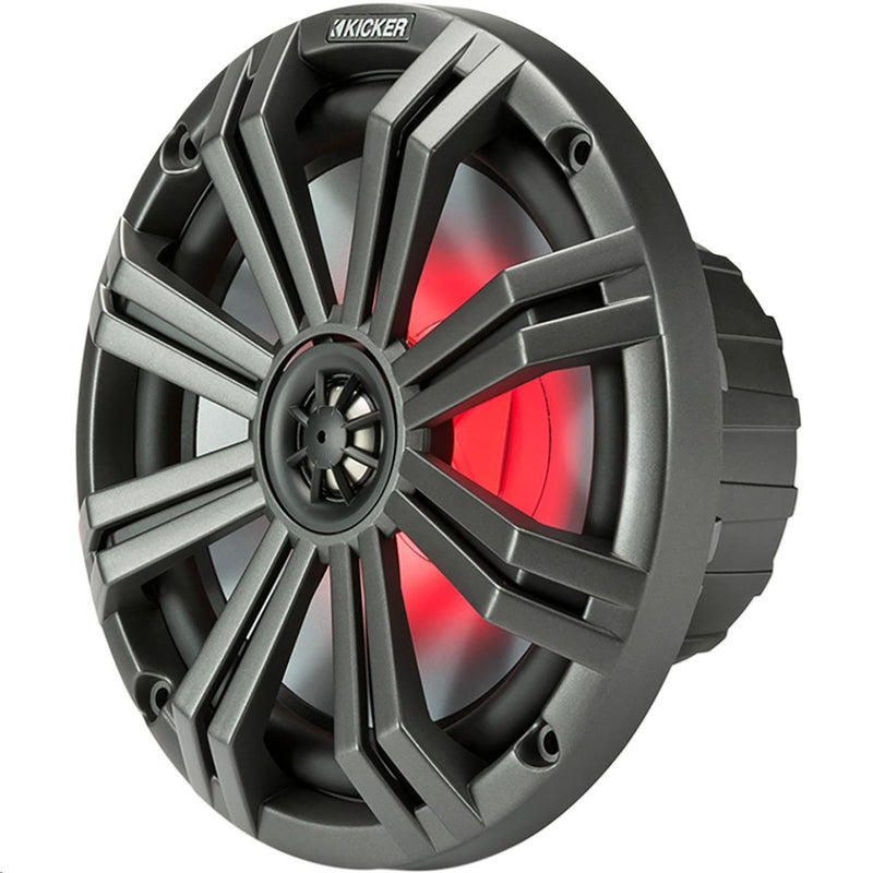 KICKER 45KM84L All Weather Coaxial 8in. Speakers with 7-color LED and 1in. - 4 ohm - 150W RMS