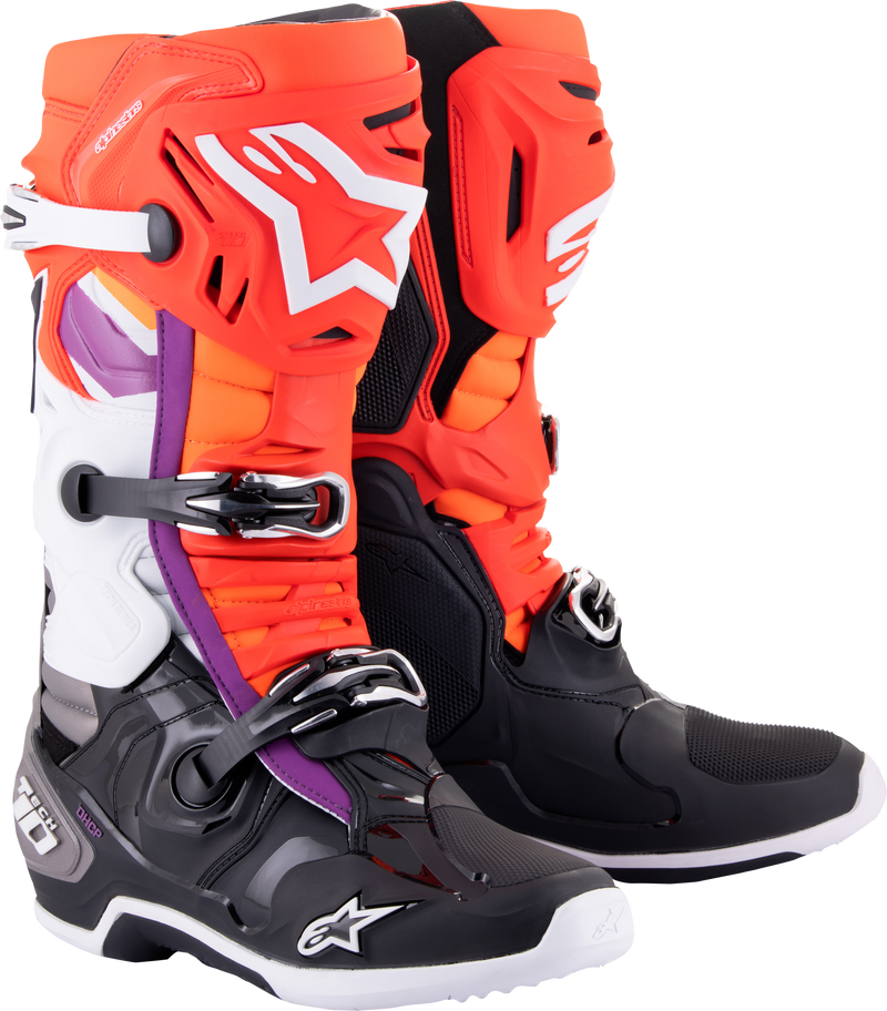 Alpinestars Tech 10 Boots Black/Fluo Red/Orange/White Black